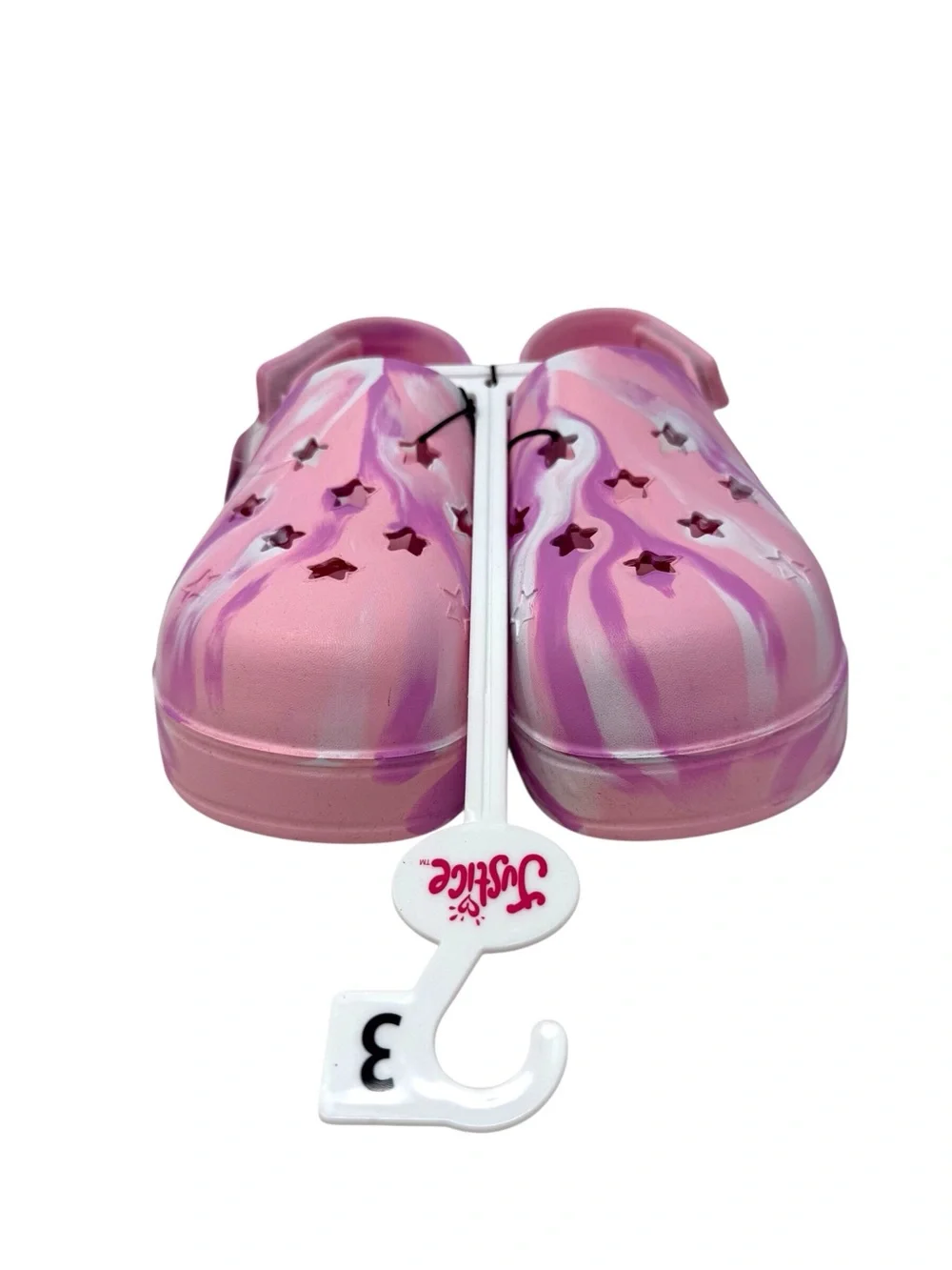 Justice Pink & Purple Tie-Dye Star Clog Sandals girls size US 3 /EU 35 NWT